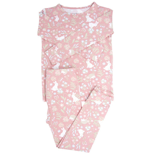 pink-bunny-floral-big-kid-pajama-set Sweet Bamboo - Sophia's StyleBig Kid PJ-1